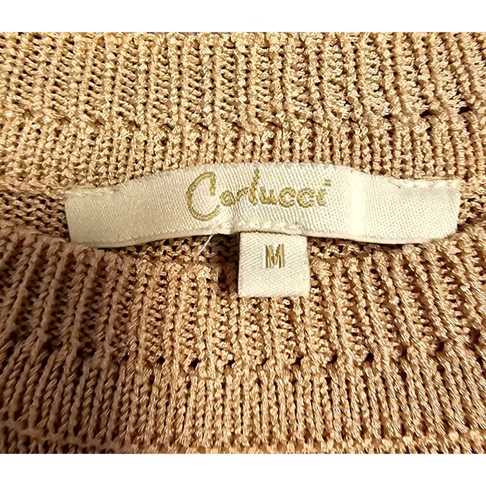 Carlucci Tan Beige Embroidered Knit Sweater Medium - Picture 5 of 9